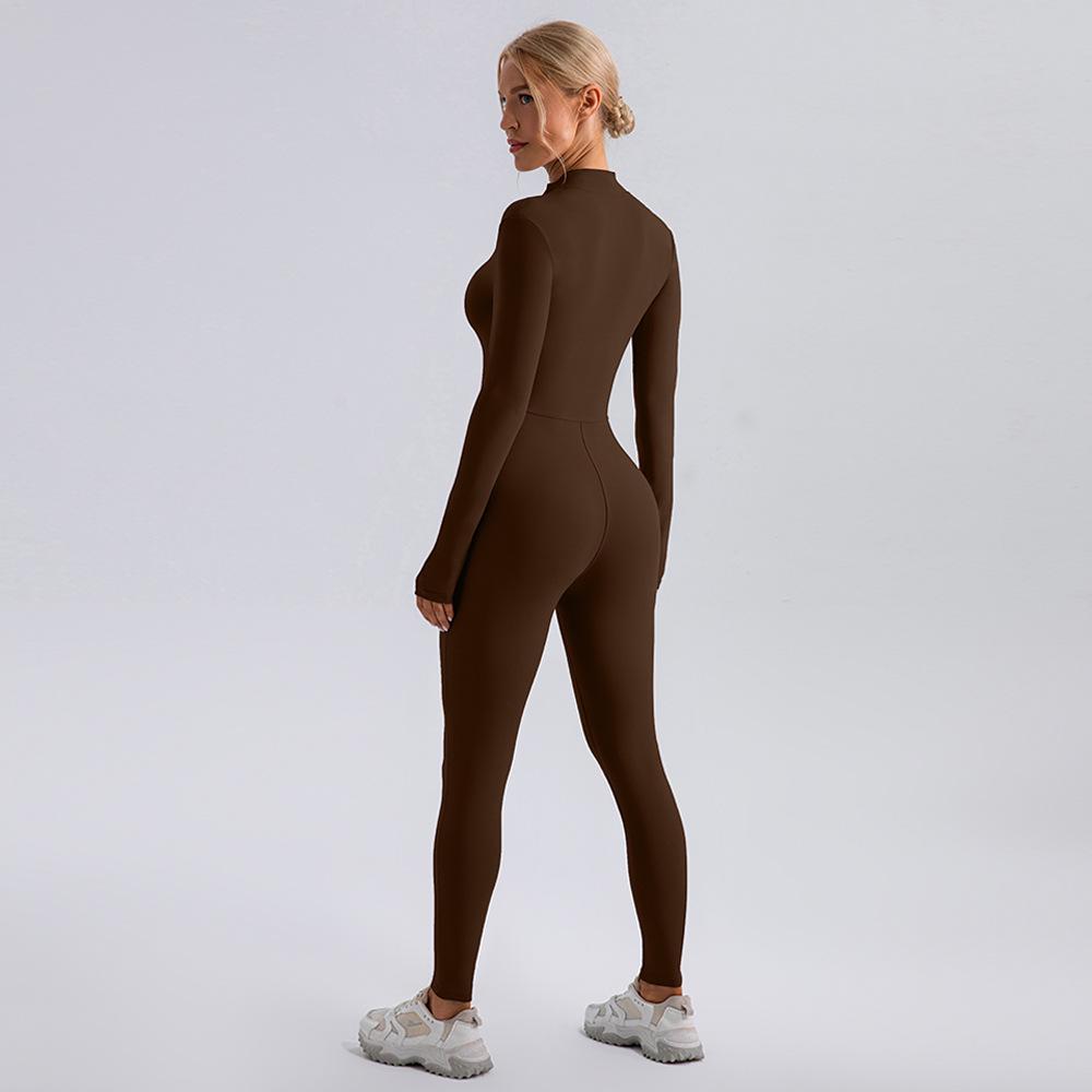 European & American Winter-Style Velvet Brushed Warm Yoga Onesie - Long-Sleeved Fitness Tights for Women