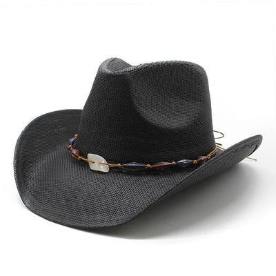 European, American And Western Cowboy Straw Hat Retro Knight Hat Lanyard Decorative Cow Panama Hat