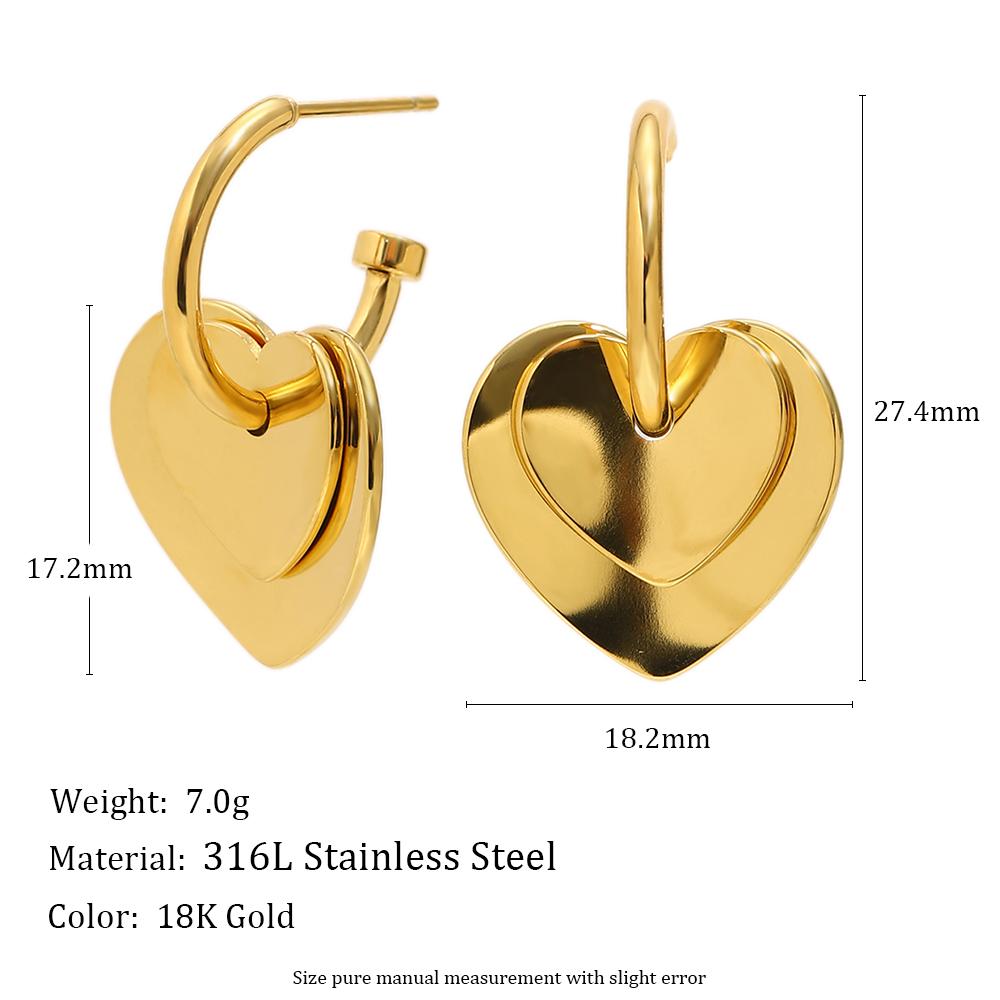 

MamacitaSlay 316L Stainless Steel Heart Mixed Color Earrings 18K Gold Plated Waterproof Jewelry Women s Elegant Earrings Gifts золотой