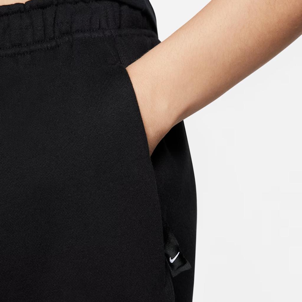 Nike Pantalones Cortos de Felpa Solo Swoosh Negro/Blanco Hombre Streetwear DV3055-010