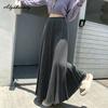 Autumn Winter Women Maxi Long Knitted Skirt High Waist Solid Knitting Pleated Skirt Elegant Feminine Ladies' Fairy Warm Skirt