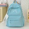 Mochila Bordada con Lazo Portátil para Niñas Color Sólido Nylon Mochila Escolar para Estudiantes Gran Capacidad Ligera Mochila de Viaje