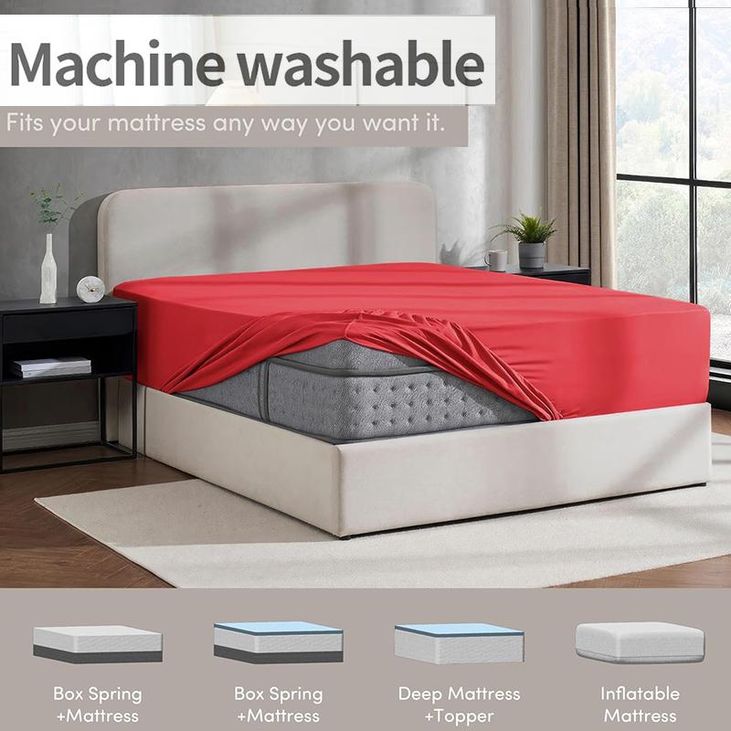 1pc Soft Fitted Sheet Easy Care & Fit Mattress Protector Comfortable Bedding for All Seasons Hotel Luxury for Women, Men, Elderly & Teens