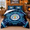 Printed 3Pcs Bedding Set Manchester City Pattern Bed Sheet Pillowcase For Bedroom Decor