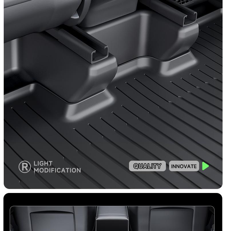Tesla Model YL Sechs-Sitzer TPE-Schutzmatten: Vollflächige Unter-Sitz-, hintere Anti-Kratz- und Türschwellenleisten.