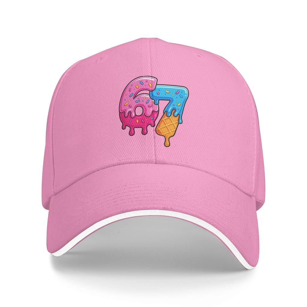 Funny Number Six Seven Ice Cream Drip Meme 67 Sun Baseball Cap Summer Y2k Cute Trucker Hat For Men Outdoor Sport Baseball Caps