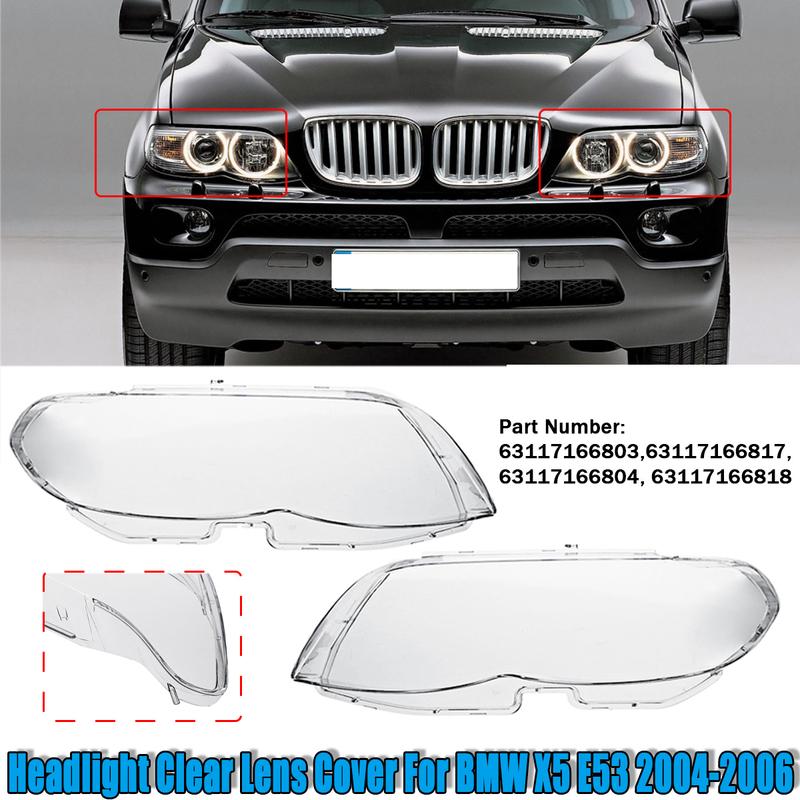 Car Headlight Lens Cover Lampshade Shell For BMW X5 E53 2004 2005 2006 Headlamp Clear Cover Lampcover Lens Cover Left/Right