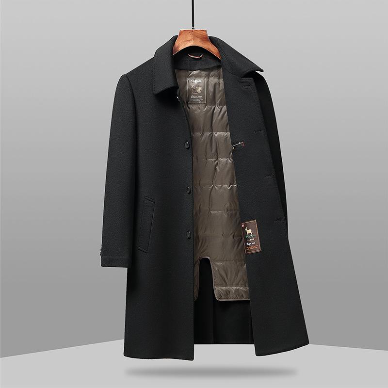 

Осенне-зимнее мужское шерстяное пальто с двумя сторонами, деловое повседневное, с отворотами, с отстегивающейся подкладкой, шерстяное пальто для мужчин 175