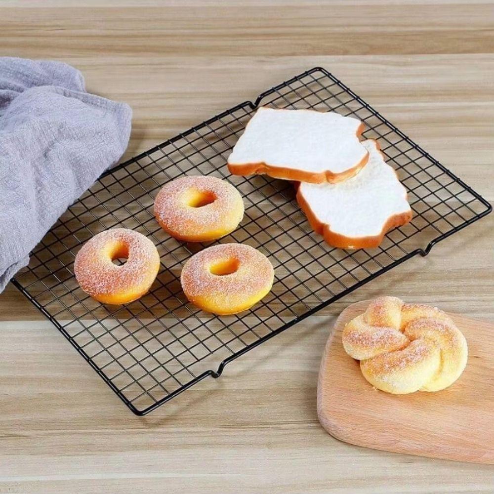 4Pcs Non-stick BBQ Grill Net Black Bread Cooling Rack Cake Cooler Drying Stand  Cooling Grid Tools