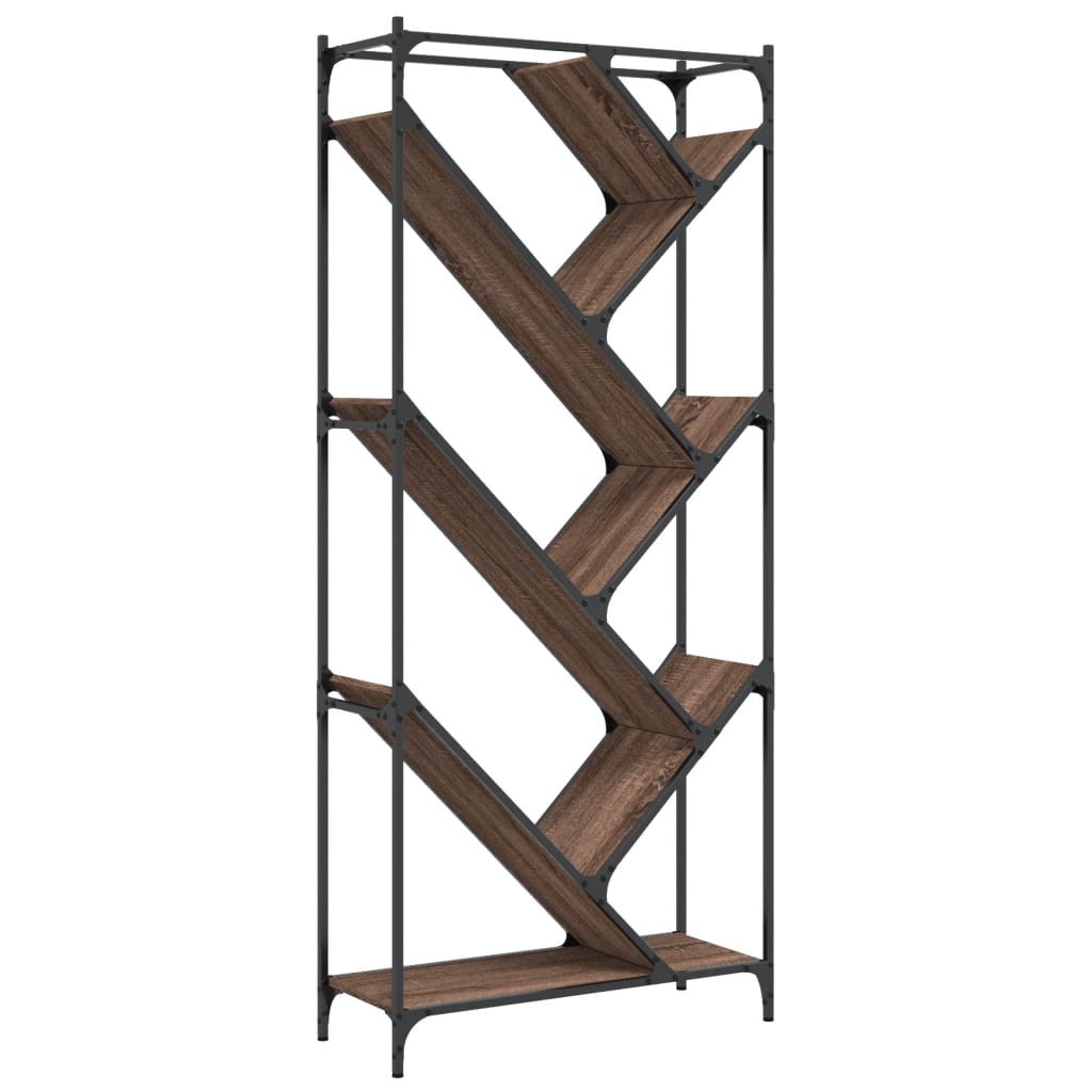 Vidaxl Regał, Brązowy Dąb 79X30X180 Cm Materiał Drewnopochodny I Metal