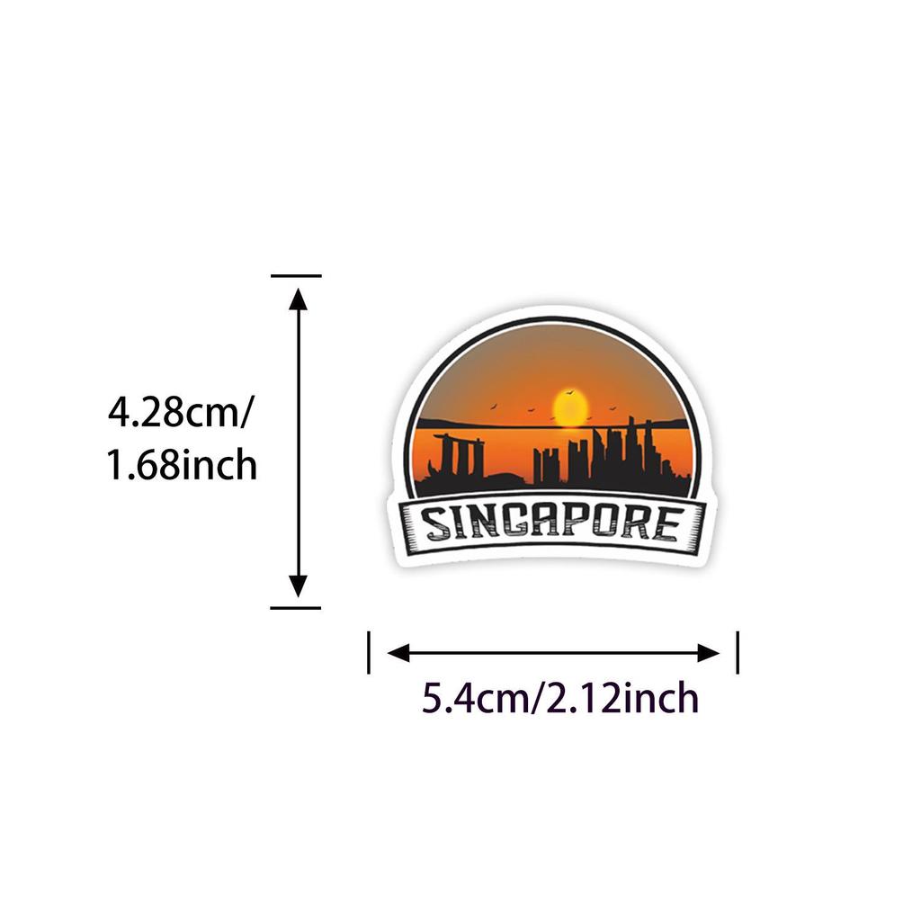 50pcs Singapore Landmark Cartoon Waterproof Stickers for Luggage and Stationery