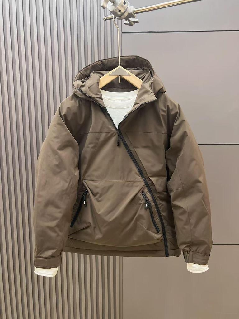 Men's Asymmetrical Zipper Jacket - 2025 Autumn Casual, Cold-Resistant, Windproof, Short Length, Versatile Workwear.