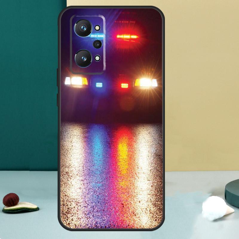 Police Cars Light At Night For Realme 11 10 12 13 14 Pro Plus GT 7 6 5 Pro GT 6T C67 C61 C53 C51 C21Y C25S C75 C55 Case