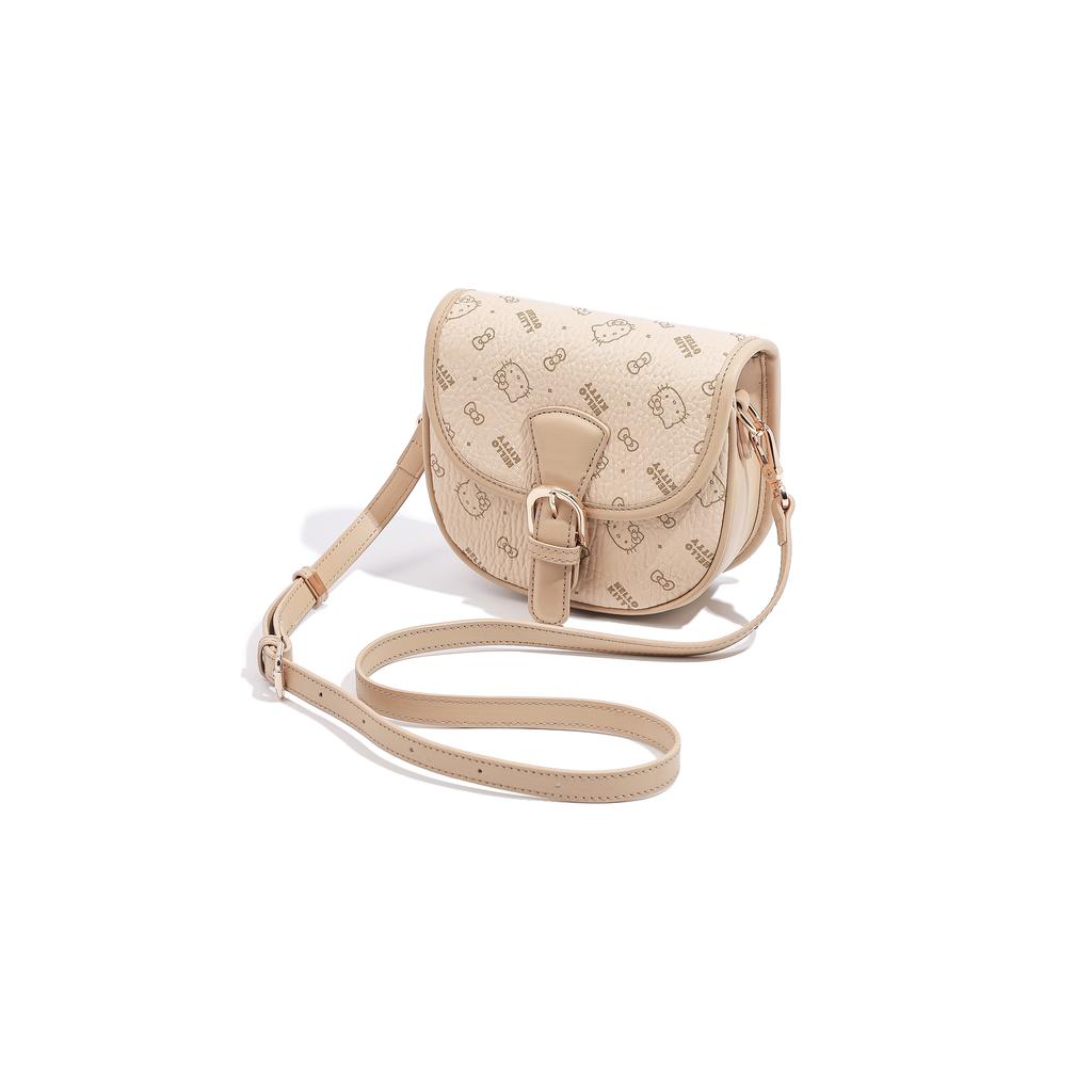 New Sanrio Hello Kitty PU Saddle Bag, Shoulder Bag, Crossbody Bag Regular Women's Pink/Brown/Milk Tea SHHF41516