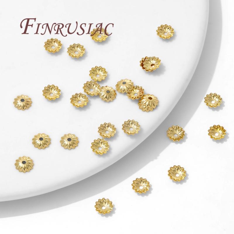 50/100Pcs 5.7mm 18K Gold Plated Brass Metal Beads Cap Flower Spacer Bead End Caps For Jewelry Making DIY Bracelets Accessories