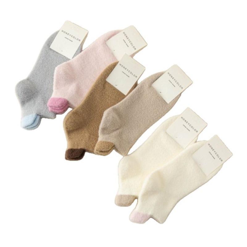 Women's Autumn and Winter Fleece, Australian Fleece, Casual, Versatile, Color-matching, Non-fading, Boat Socks, Floor Socks