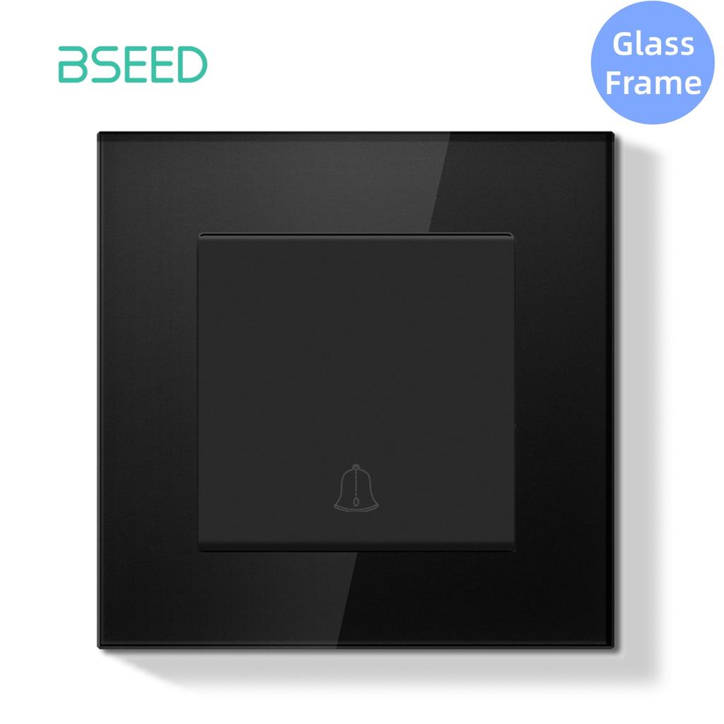 BSEED Mechanical Doorbell Switch Push Button Wall  Switch Glass/Plastic Frame EU Standard White Black Gary Gold Reset Switch