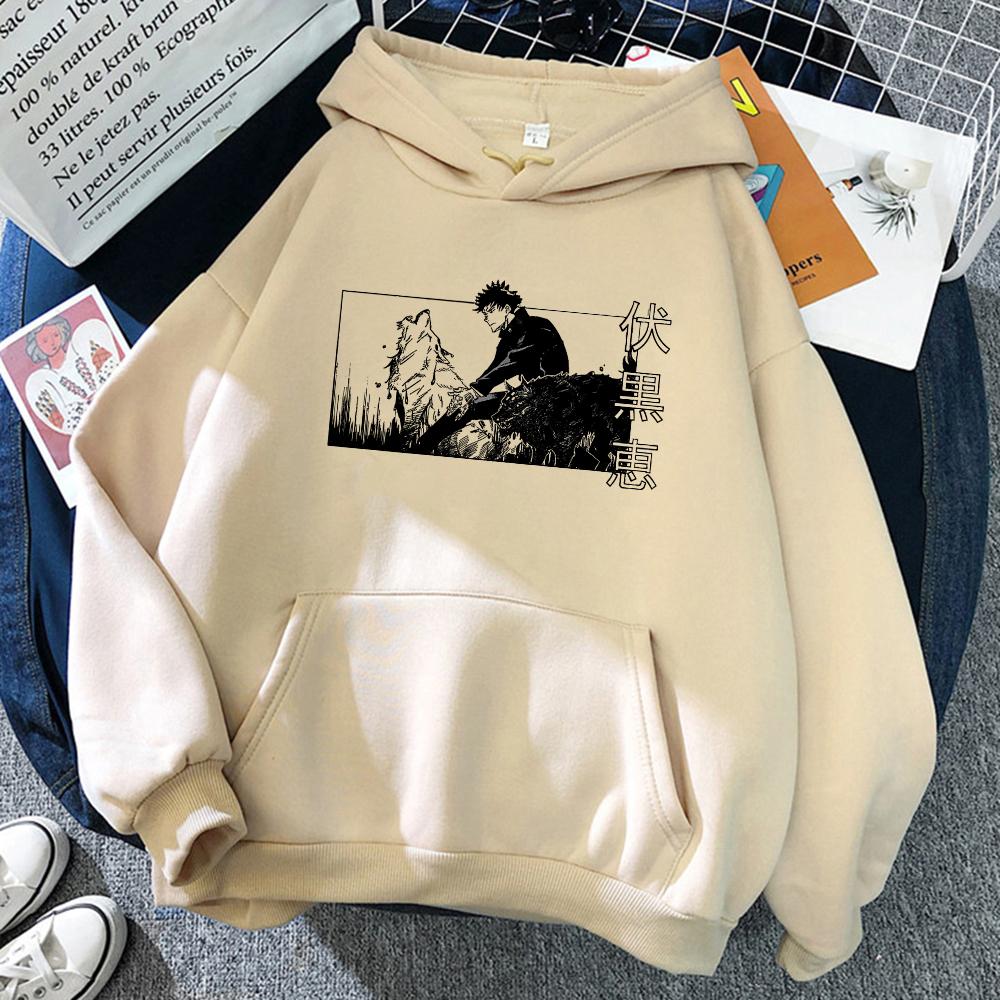 Jujutsu Kaisen Anime Fushiguro Megumi Graphic Hoodies Oversized Hooded Sweatshirt Long Sleeves Cotton Hoodie Men Women Clothes