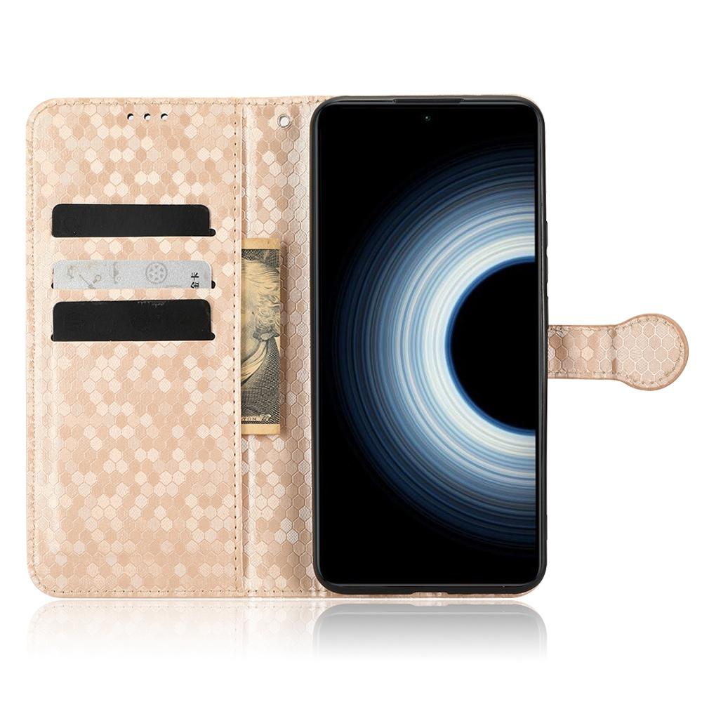 

Drop-proof Phone Case For Xiaomi Redmi K50 Ultra 5G/12T 5G,Dot Pattern Imprinted Stand Cell Phone Flip Leather Wallet Cover with Strap Rose Gold