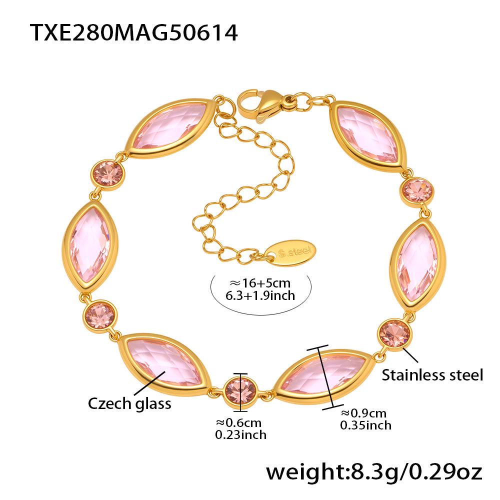 Elegant Retro Qiong Yao Bracelet: Czech Glass Stone Inlaid, 18k Gold-Plated, High-Quality Women s Jewelry