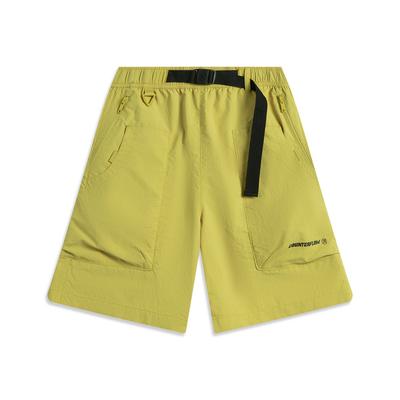 Li Ning CF Casual Minimalista Resistente à Água Sólido Secagem Rápida Shorts Esportivos Shorts Masculinos Amarelo Claro AKSV241-1