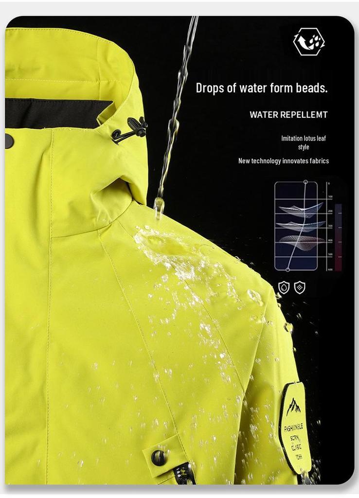 Unisex 3-in-1 Outdoor Jacket: Windproof, Waterproof, Detachable Fleece Liner – Ideal for Autumn/Winter Mountaineering.
