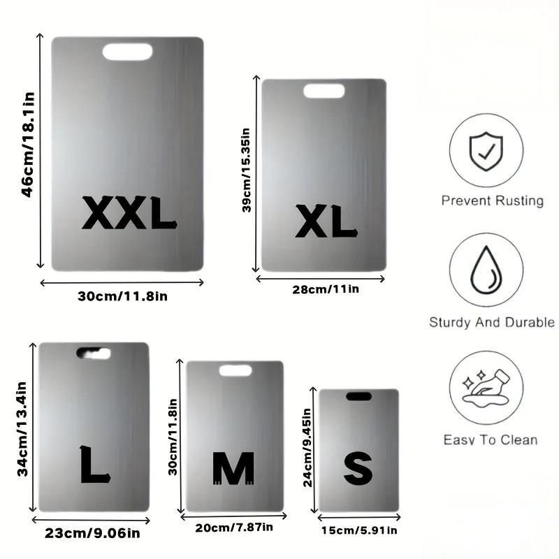 Stainless Steel Cutting Board Double Sided, Heavy Duty Food Grade Chopping Board with Non-Slip Base, Dishwasher Safe for Home