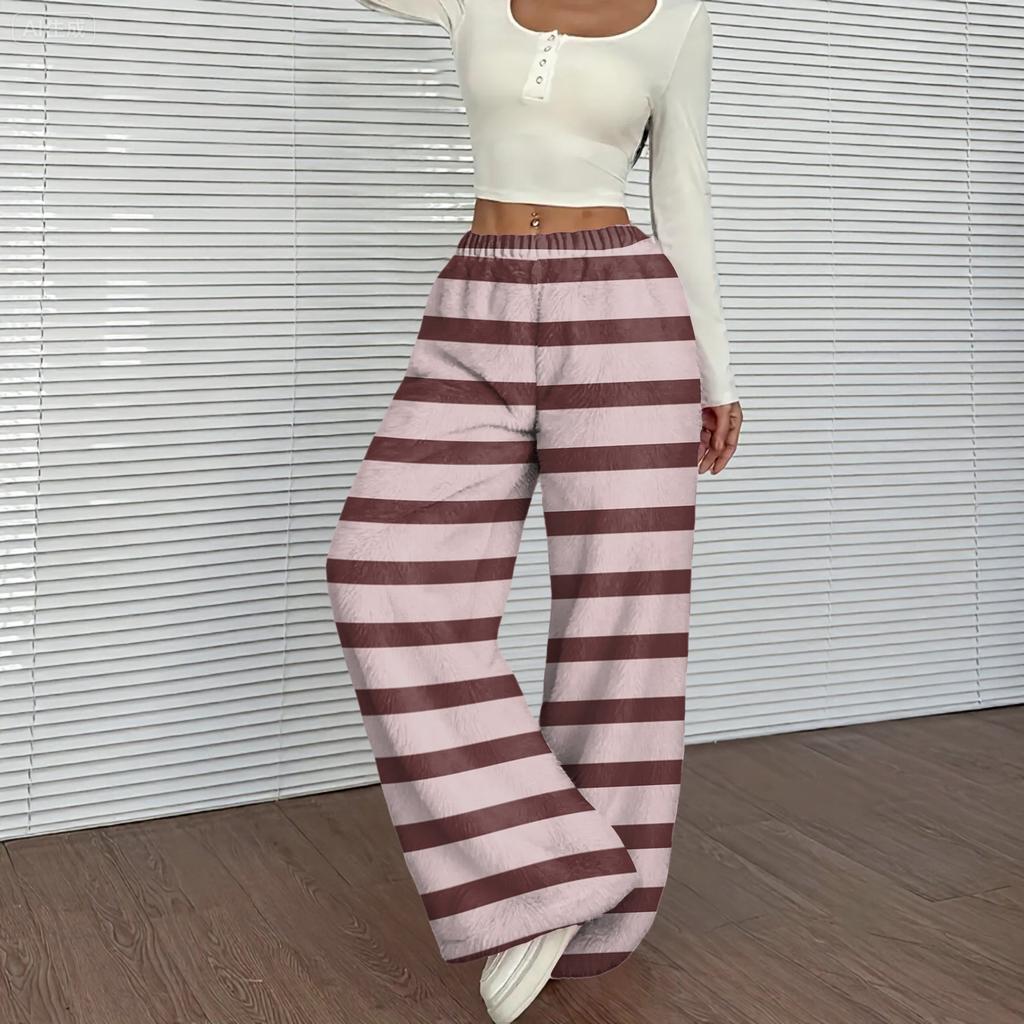 Women's Casual And Fashionable Printed Elastic Waist Loose Wide Leg Pants