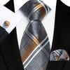 Men's British Style 8cm Polyester Tie, Pocket Square & Cufflink Set