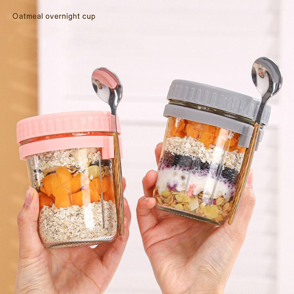 350ml Overnight Oats Jars Glass Yogurt Jar Oatmeal Container  For Cereal Yogurt Milk Fruit Salad