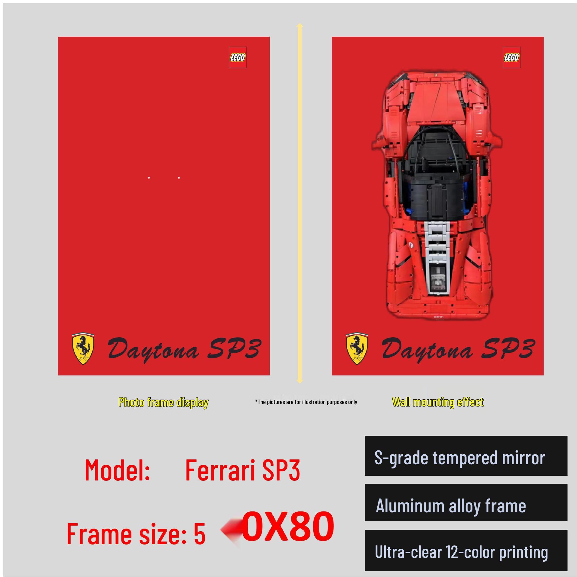 

Рамка для настенной экспозиции, совместимая с LEGO, толщиной 3,5 см для Ferrari SP3 50X80 without lights (excluding bricks)