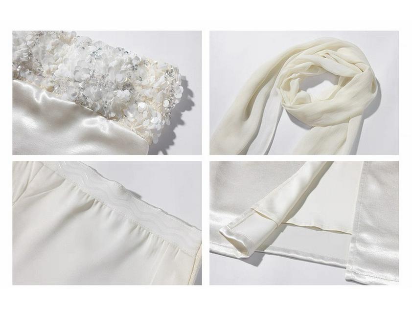 2026 New Style Sequined Strapless White Evening Gown with Shawl - Slimming & Elegant