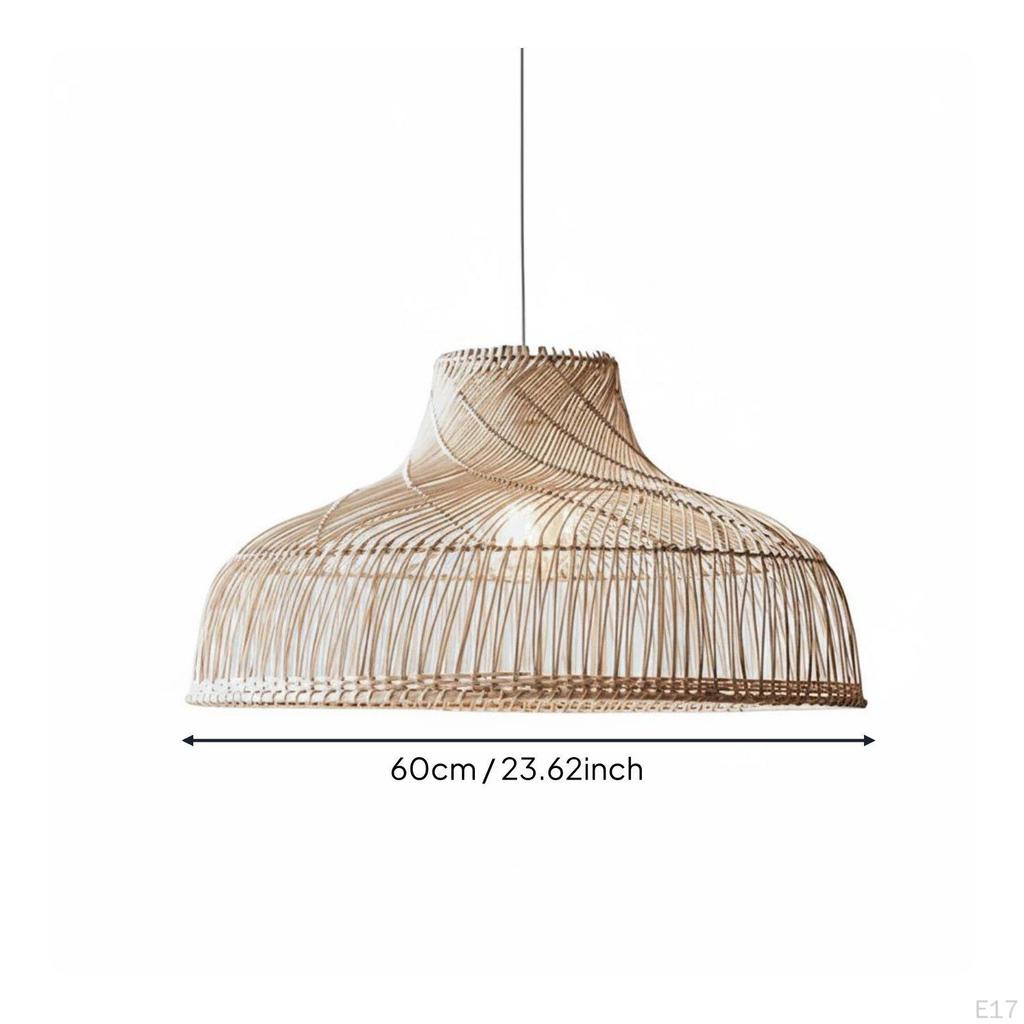 Rattan Pendant Lampshade Retro Design Woven Hanging Light Shade Rustic Elegance Fiber Lamp Cover for