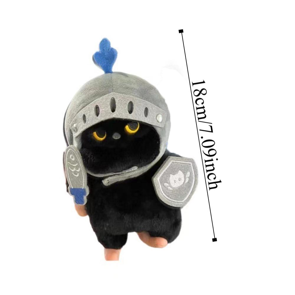 Shield Knight Cat Plush Doll Silly Black Cat Stuffed Toy Decoration Cat Plush Toy  Children