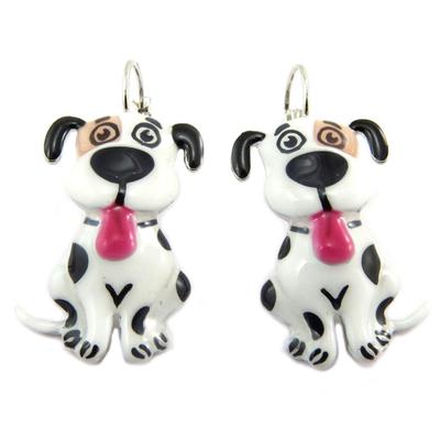 [P7470] - Designer Sleepers 'Lilipoupettes' (Dalmatian Dogs) White Black - 30x20 Mm