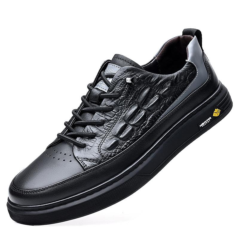 

Весна и Осень новая мужская обувь модная модная обувь для скейтборда из натуральной коровьей кожи маленькие белые туфли мужские одинарные туфли кожаная обувь 44 чёрный