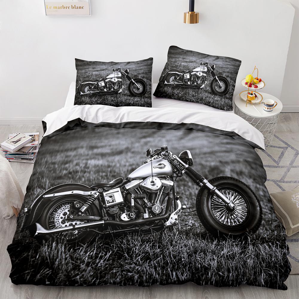 Motorcycle Bedding Set Single Twin Full Queen King Size Wild Race Bed Set Aldult Kid Bedroom Duvetcover Sets 3D Print Cool 031