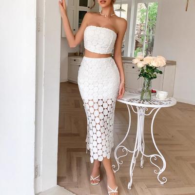 Elegant Style Strapless VestBody-hugging SkirtTwo-piece Women's Suit