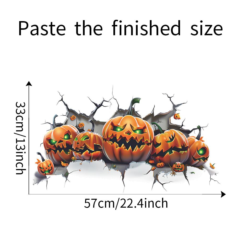 Halloween Pumpkins Wall Stickers, Creative 3D Halloween Wall Decals Peel And Stick, Removable DIY Wall Art Decor For Halloween Party Living Room Bedro