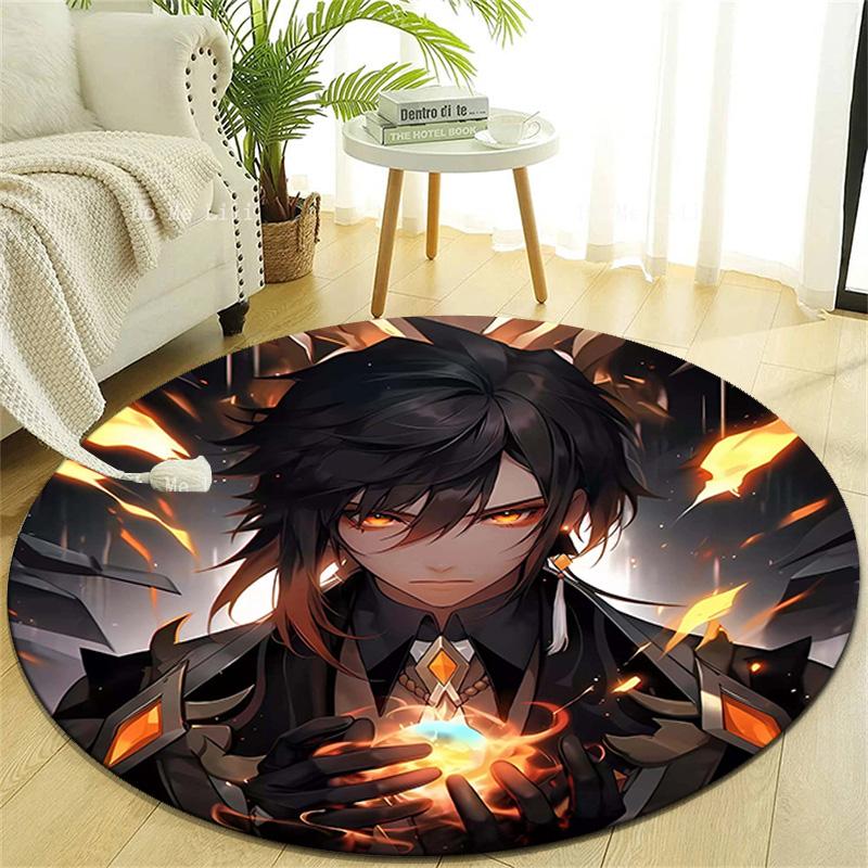 1pc Genshin Impact2 Design Printed Area Round Carpet for Bedroom Living Room Home Decor Rugs Mat Non Slip Mat Rug for Bedside