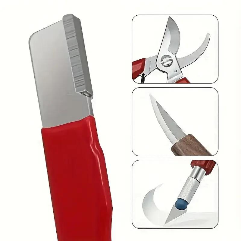 1PC Portable Knife Sharpener Garden Scissors Kitchen Knife Mouth Sharpener Scraper Edge Trimmer Edge Scraper