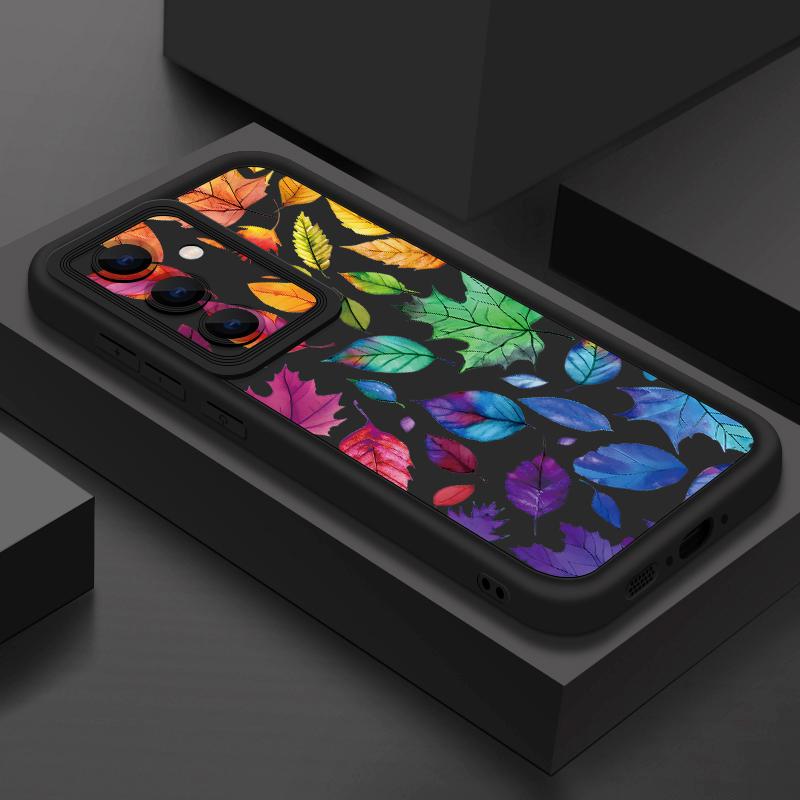 Etui Z Nadrukiem Kwiatów i Liści Do Samsung S26 S25 Ultra S24 S23 Plus S22 S21 FE A54 A15 A25 A35 A55 A16 A26 A36 A56 A17 A27 A37 A57 5G Odporne Na Wstrząsy Pokrowiec