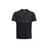 Under Armour Logo Patch Striped Crew Neck Short Sleeve T-Shirt Men T-Shirts Black 1376516-001