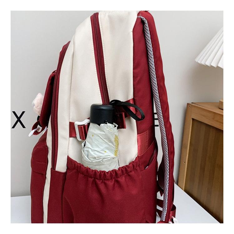 Backpack Women's School Bag Junior High School Student Large Capacity Student Backpack Lightweight Versatile Contrast Color Backpack