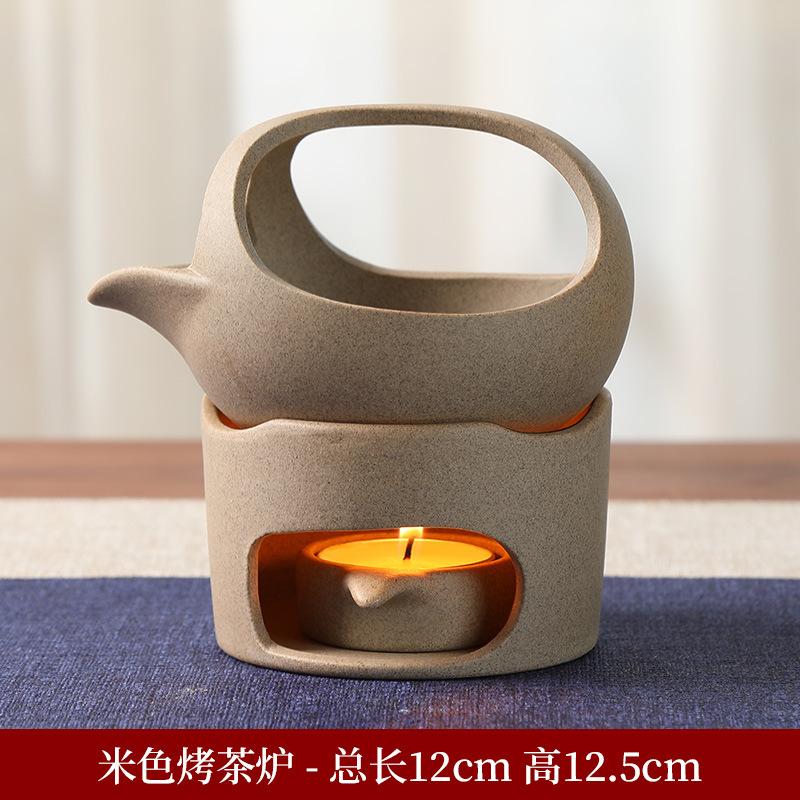 

Retro ceramic roasted tea stove Household tea perfumer Baked tea awakener Candle heating roasted tea stove бежевий