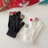 Thicken Christmas Gloves Knitted Plush Gloves Handwear Five Finger Gloves  Christmas Festival