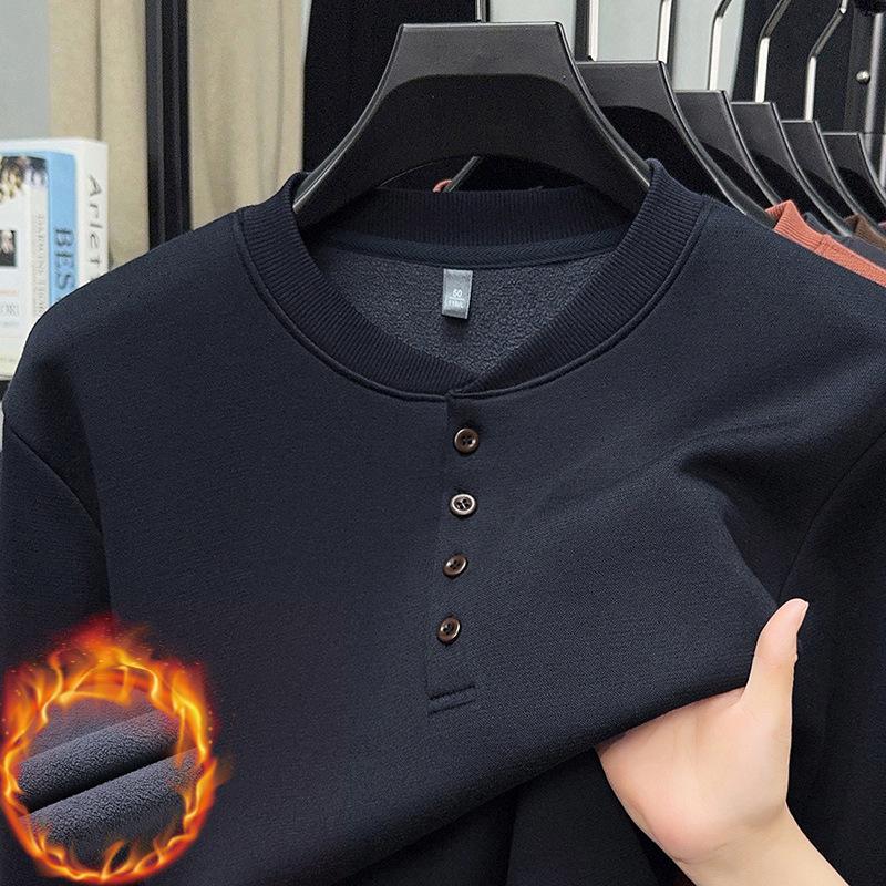 Men's Winter Fleece-Lined Long-Sleeve Casual Sweatshirt