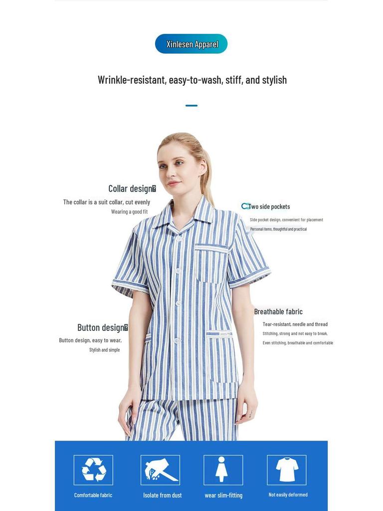 Unisex bawełniany komplet szlafroków pacjenta - Wygodny dwuczęściowy strój do szpitala i opieki domowej