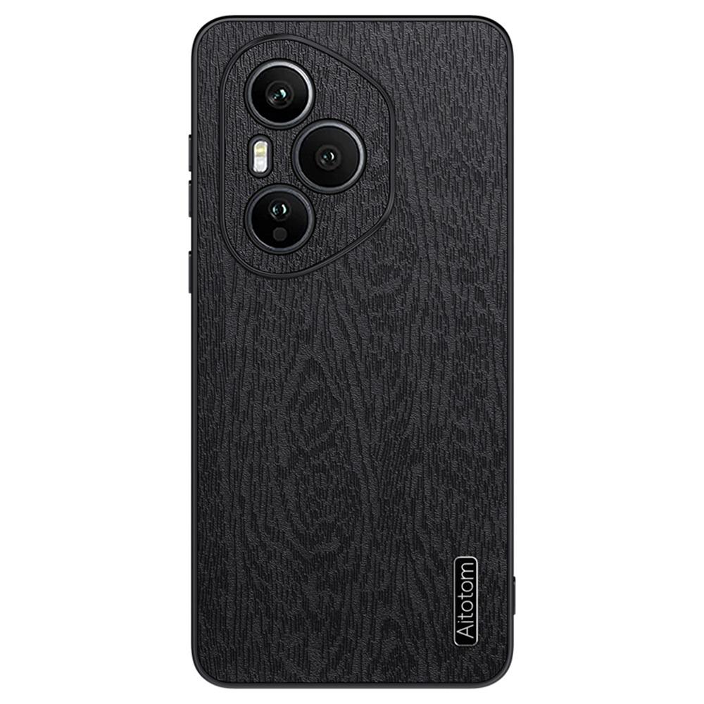 For Honor 400 Pro 5G (Global) Case Wood Texture PU Leather Coated PC TPU Phone Cover
