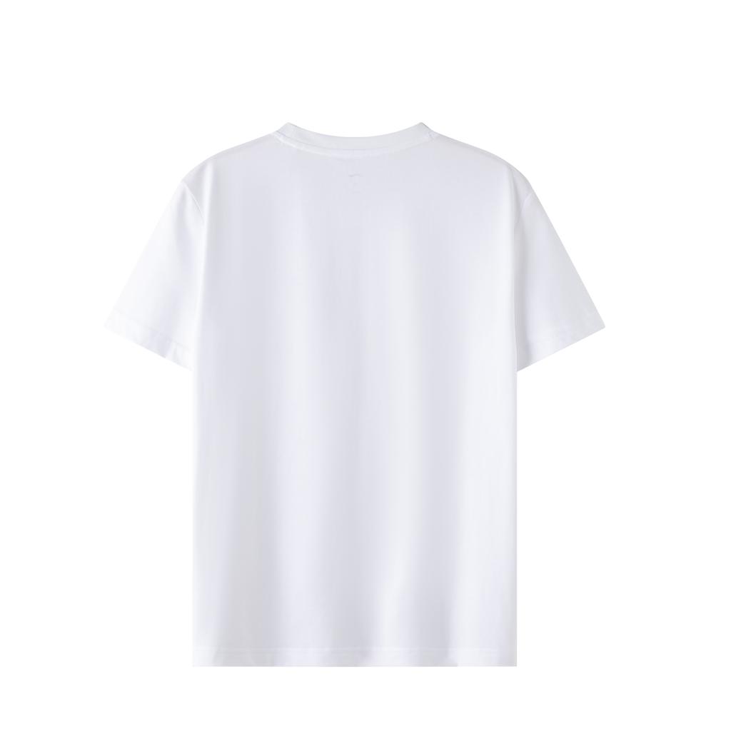 Li-Ning Embroidered Logo Solid Color Round Neck Casual Short Sleeve T-Shirt Men Tops White ATST639-2